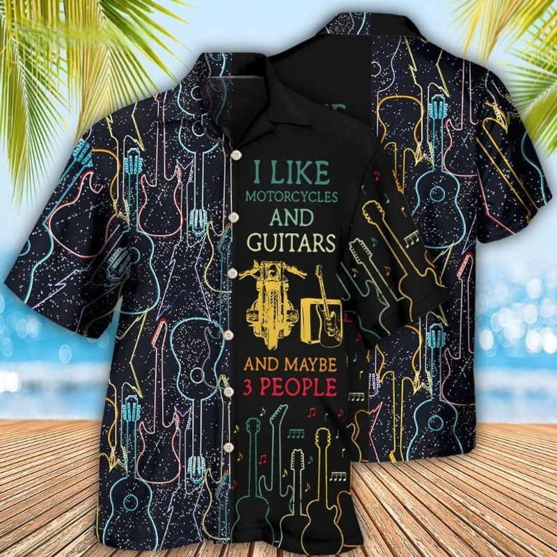 Bikergod Motorcycle I Like Motorcycle And Guitar Hawaii Shirt Design 3D Full Printed Sizes S - 5XL NAOA195