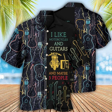 Bikergod Motorcycle I Like Motorcycle And Guitar Hawaii Shirt Design 3D Full Printed Sizes S - 5XL NAOA195