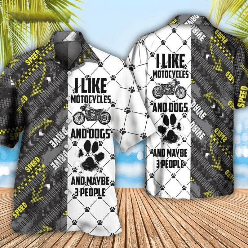 Bikergod Motorcycle I Like Motocycles And Dogs Hawaii Shirt Design 3D Full Printed Sizes S - 5XL NAOA198