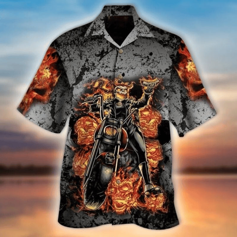 Bikergod Motorcycle Biker Skull COTTON Hawaii Shirt Design 3D Full Printed Sizes S - 5XL NALA126