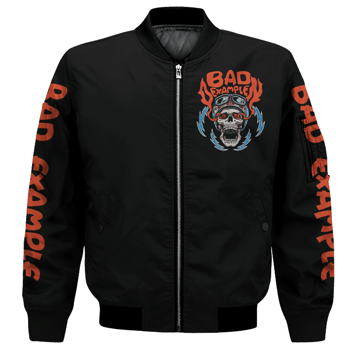 Bikergod Bad Example You've Been Warned Motorcycle Bomber Jacket Design 3D Full Printed HM23042503
