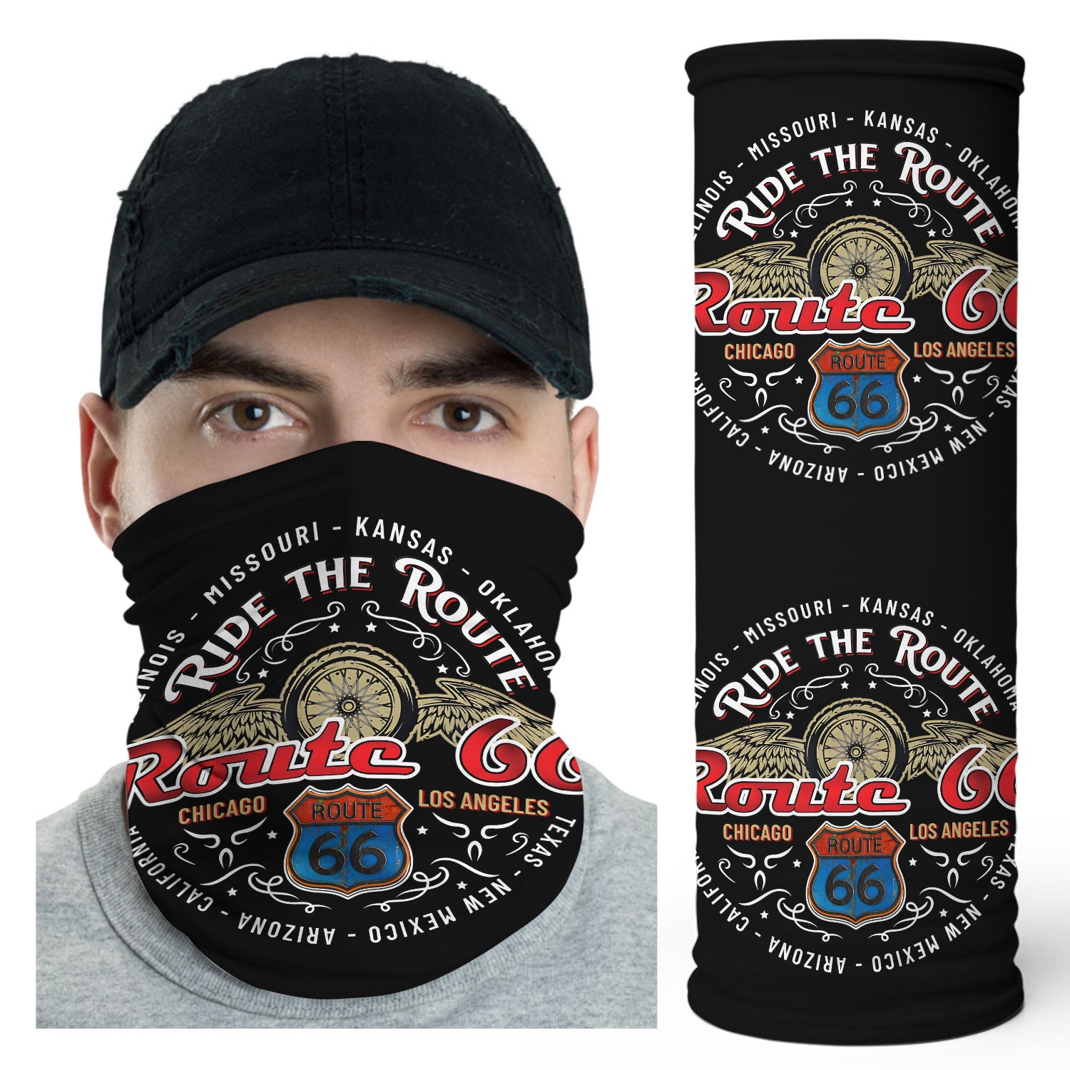 Bikergod Route 66 Drive Motocross Mask Bandana HM16052501