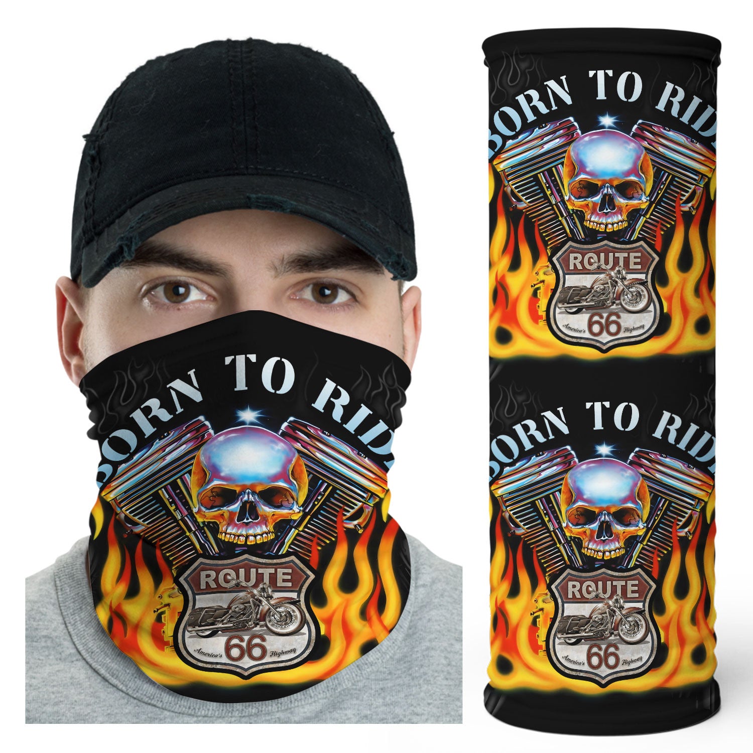 Bikergod Born To Ride Route 66 Drive Motocross Mask Bandana HM16052502
