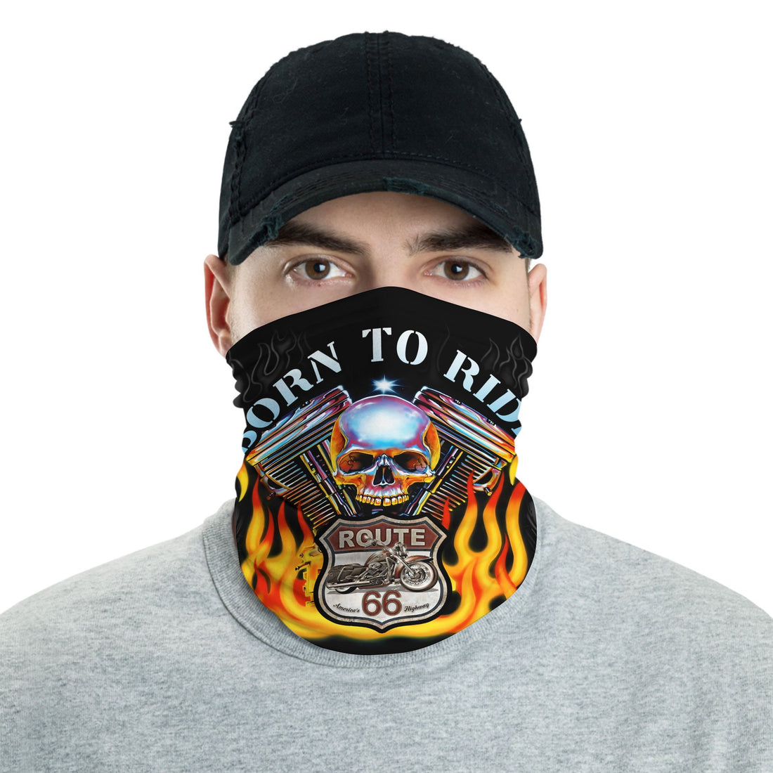 Bikergod Born To Ride Route 66 Drive Motocross Mask Bandana HM16052502