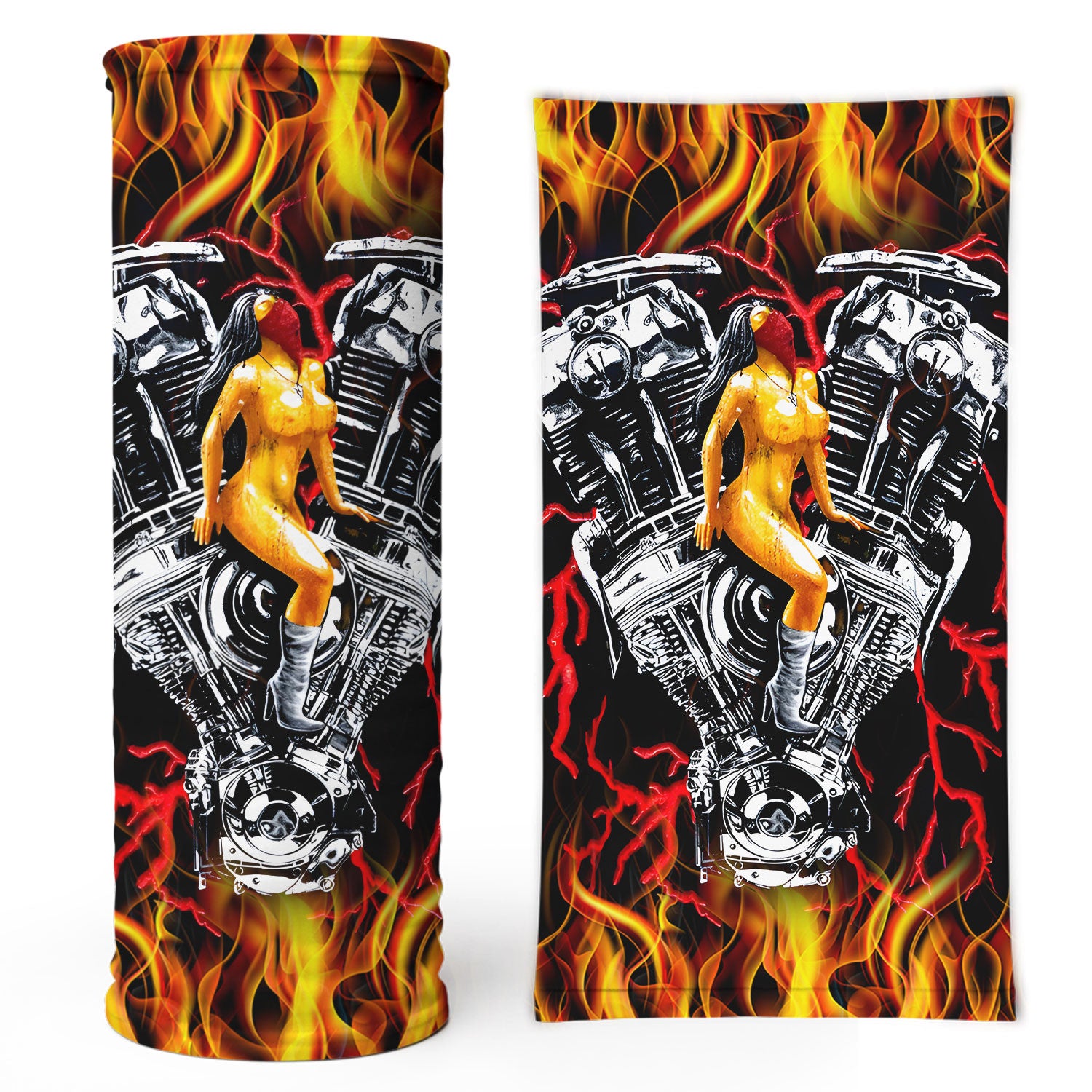 Bikergod Hot Rod Biker Tube Sexy Pin-Up Girl And V-Twin Engine Bandana DH042025TS17