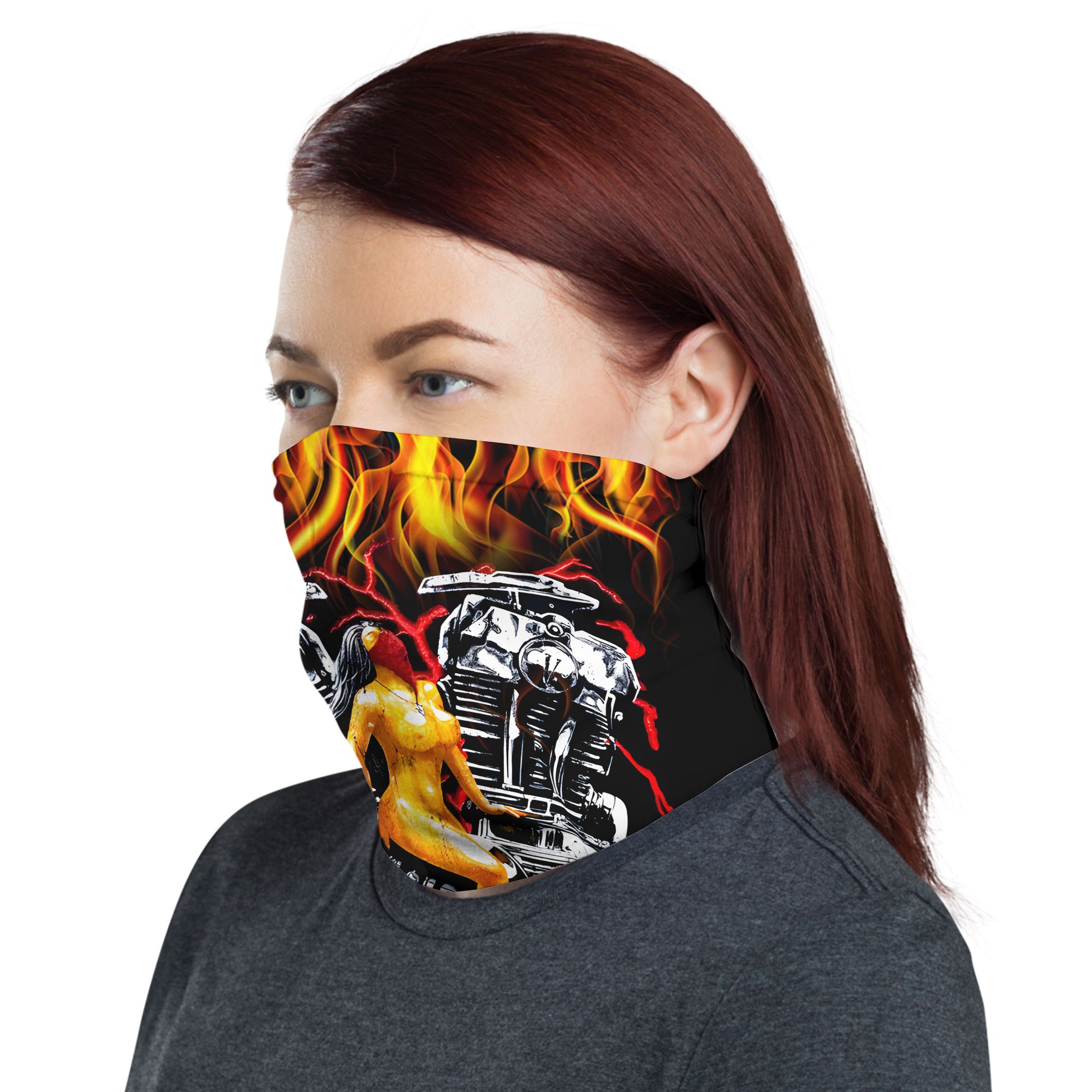 Bikergod Hot Rod Biker Tube Sexy Pin-Up Girl And V-Twin Engine Bandana DH042025TS17