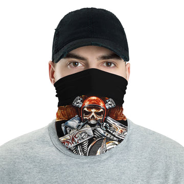 Bikergod Ride Free Biker Tube Skull And Engine Bandana Design 3D Full Printed DH042025TS18