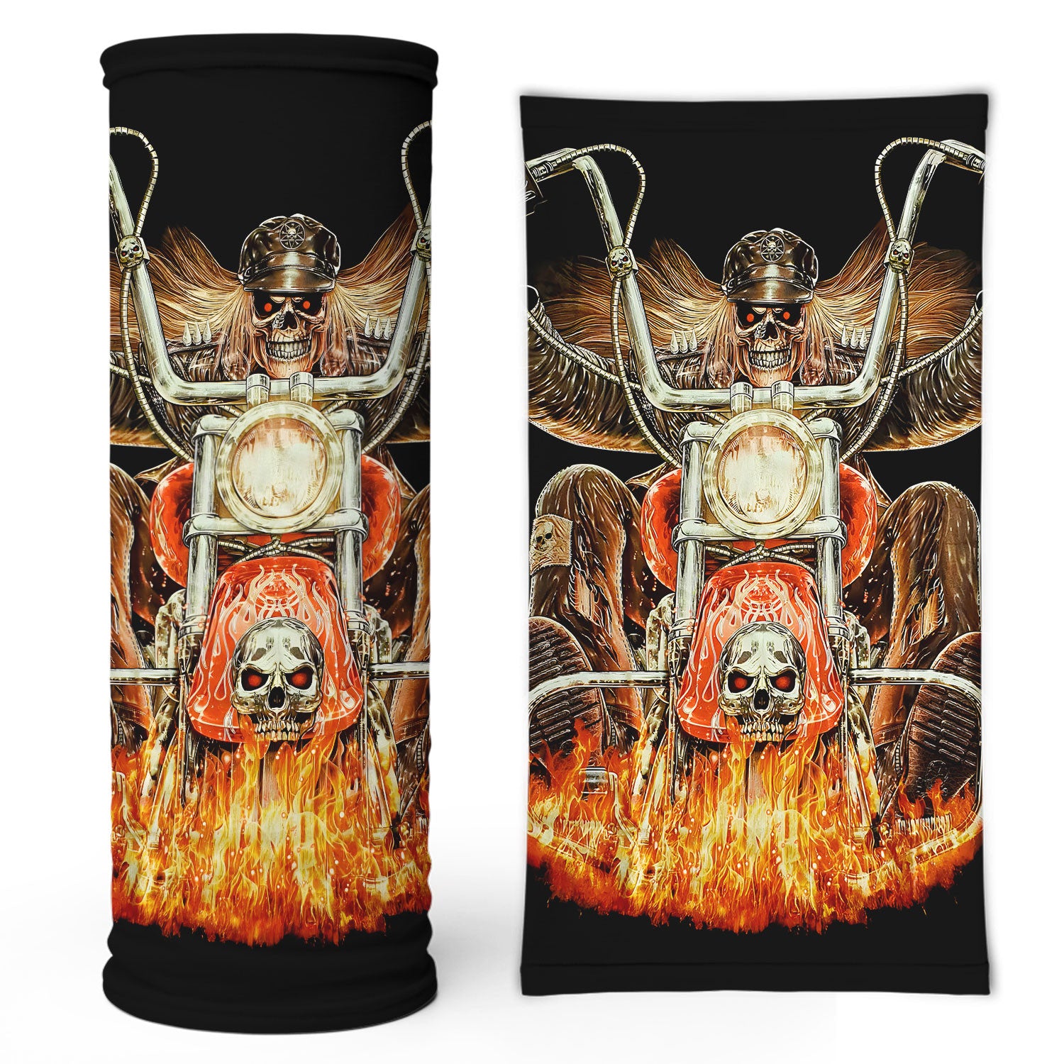 Bikergod Flaming Skull Rider Grim Reaper on Chopper Bandana DH042025TS19