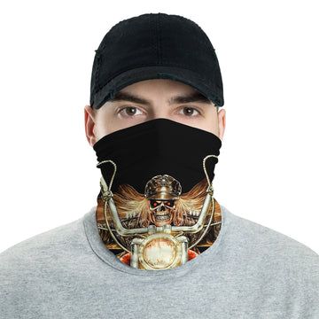 Bikergod Flaming Skull Rider Grim Reaper on Chopper Bandana DH042025TS19