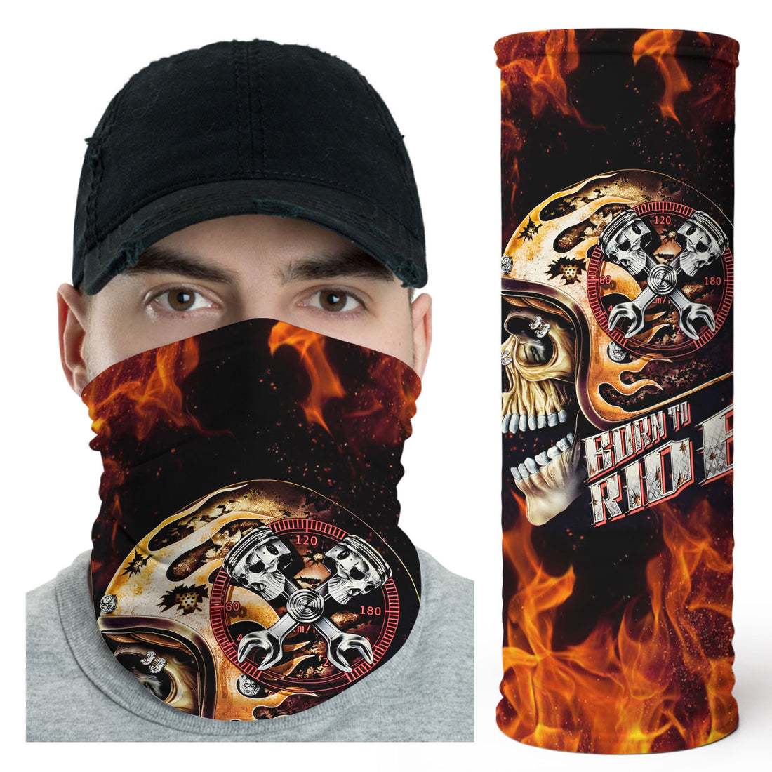 Bikergod Born to Ride Skull Motorcycle Helmet and Speedometer Bandana Design 3D Full Printed DH042025TS20