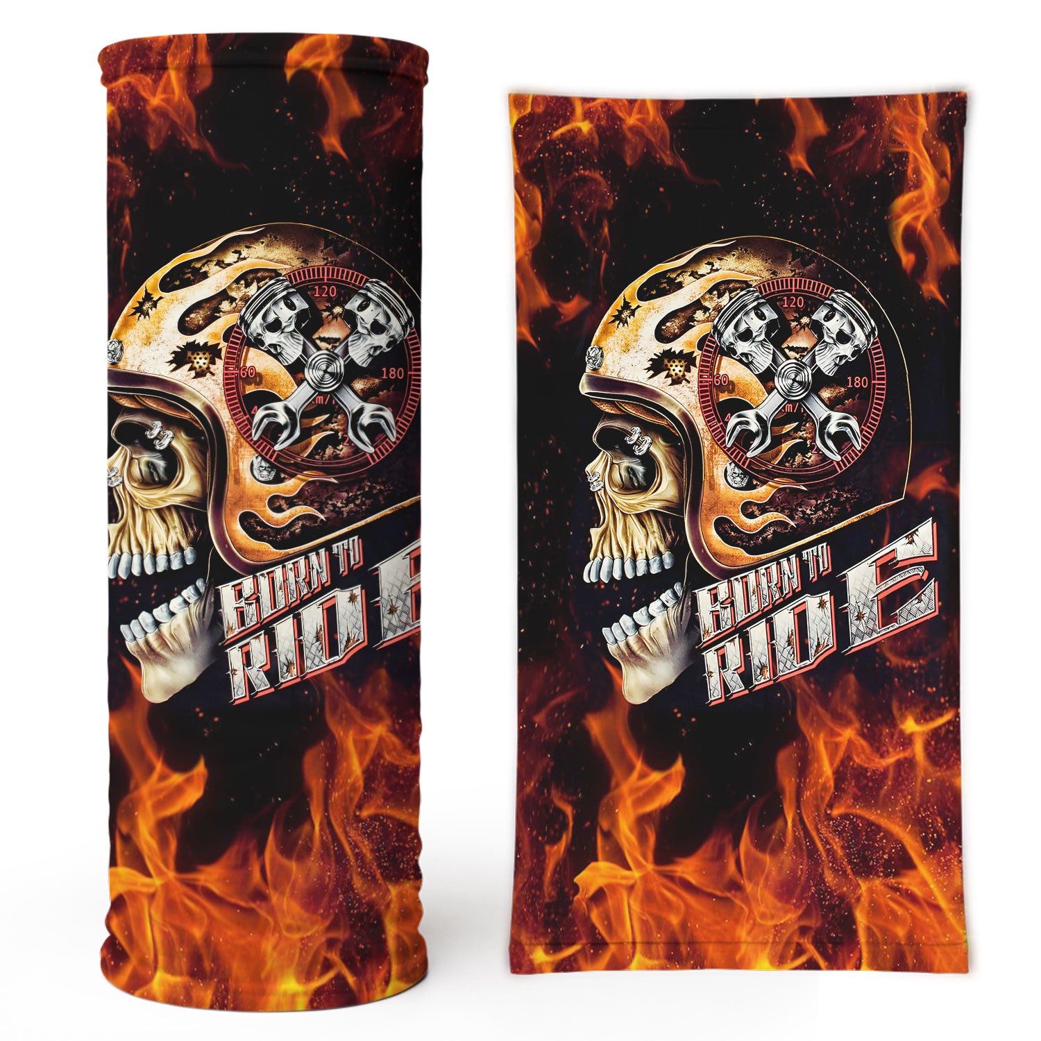 Bikergod Born to Ride Skull Motorcycle Helmet and Speedometer Bandana Design 3D Full Printed DH042025TS20