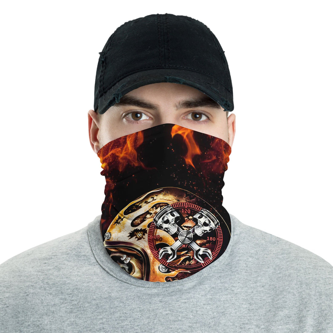 Bikergod Born to Ride Skull Motorcycle Helmet and Speedometer Bandana Design 3D Full Printed DH042025TS20
