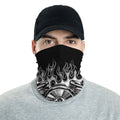 Bikergod V-Twin Engine Chrome Motorcycle Motor with Flames Bandana DH042025TS21