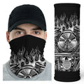Bikergod V-Twin Engine Chrome Motorcycle Motor with Flames Bandana DH042025TS21