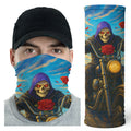 Bikergod Grim Reaper Motorcycle Red Roses And Blue Sky Fantasy Neck Gaiter Bandana DH042025TS23