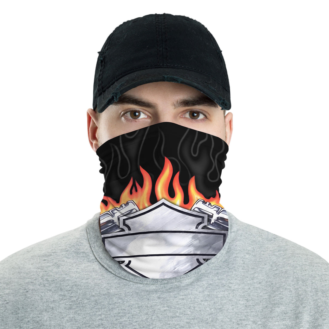 Bikergod Motorcycle Engine Skull Neck Gaiter Live Hard Be Free Biker Bandana DH042025TS34