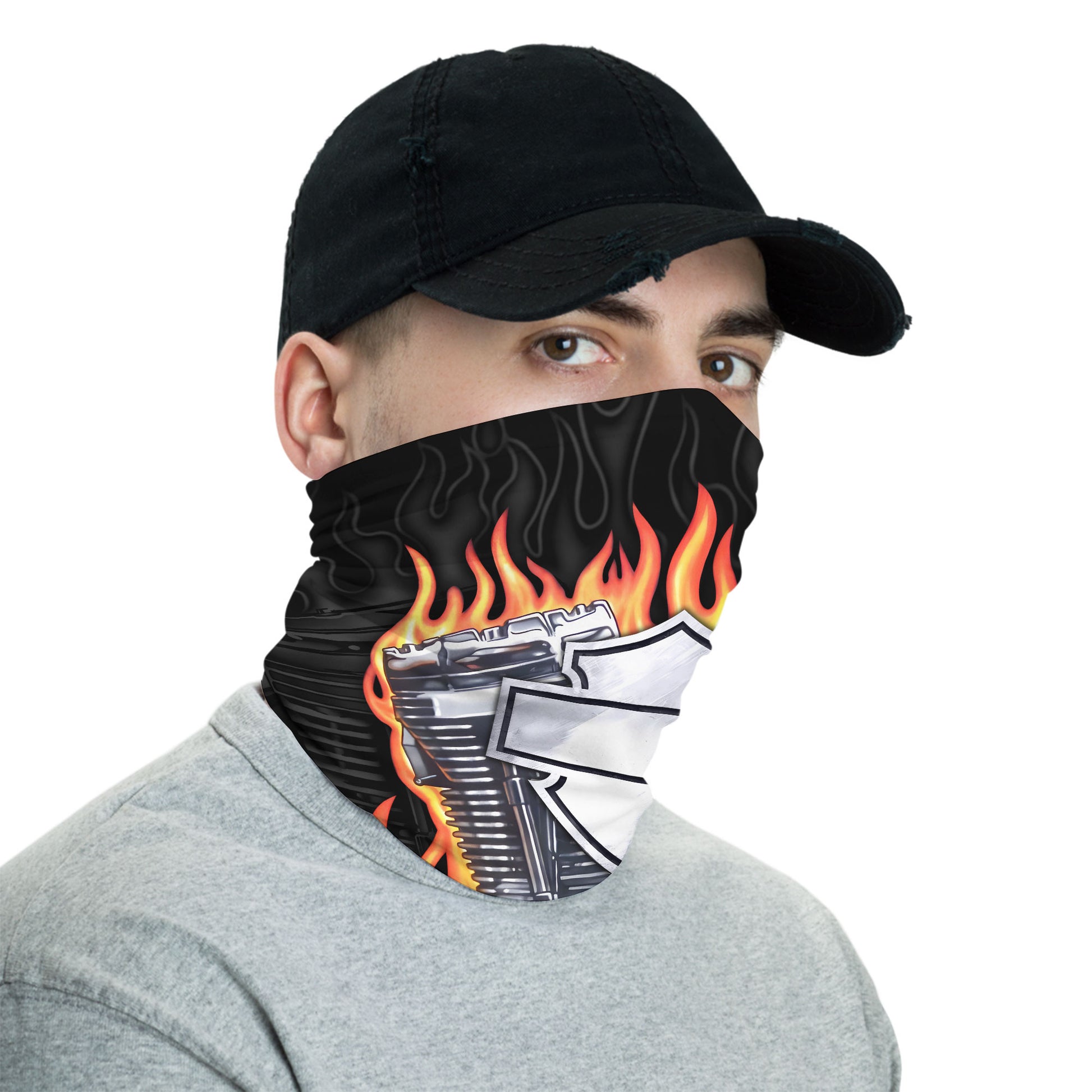 Bikergod Motorcycle Engine Skull Neck Gaiter Live Hard Be Free Biker Bandana DH042025TS34