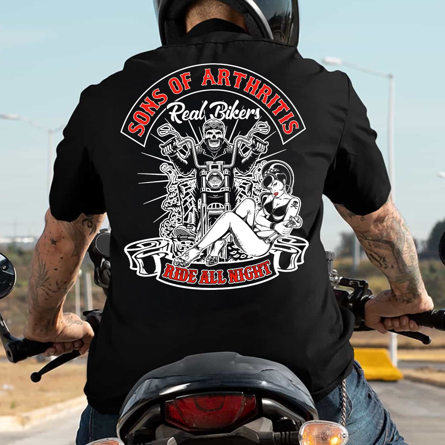 Bikergod Sons Of Arthritis Right All Night Chapter T-Shirt Design 2D Printed HM20052504