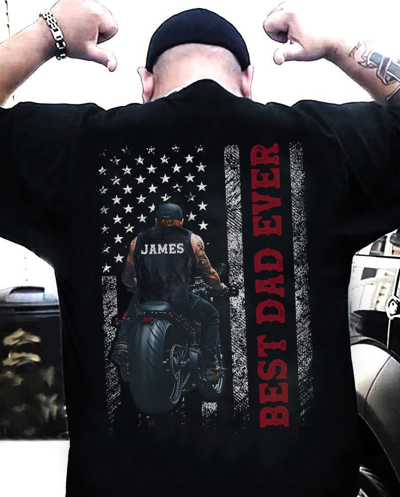 Bikergod Custom Name Best Dad Ever Biker Motocycle T-Shirt Design 2D Printed HM20052506