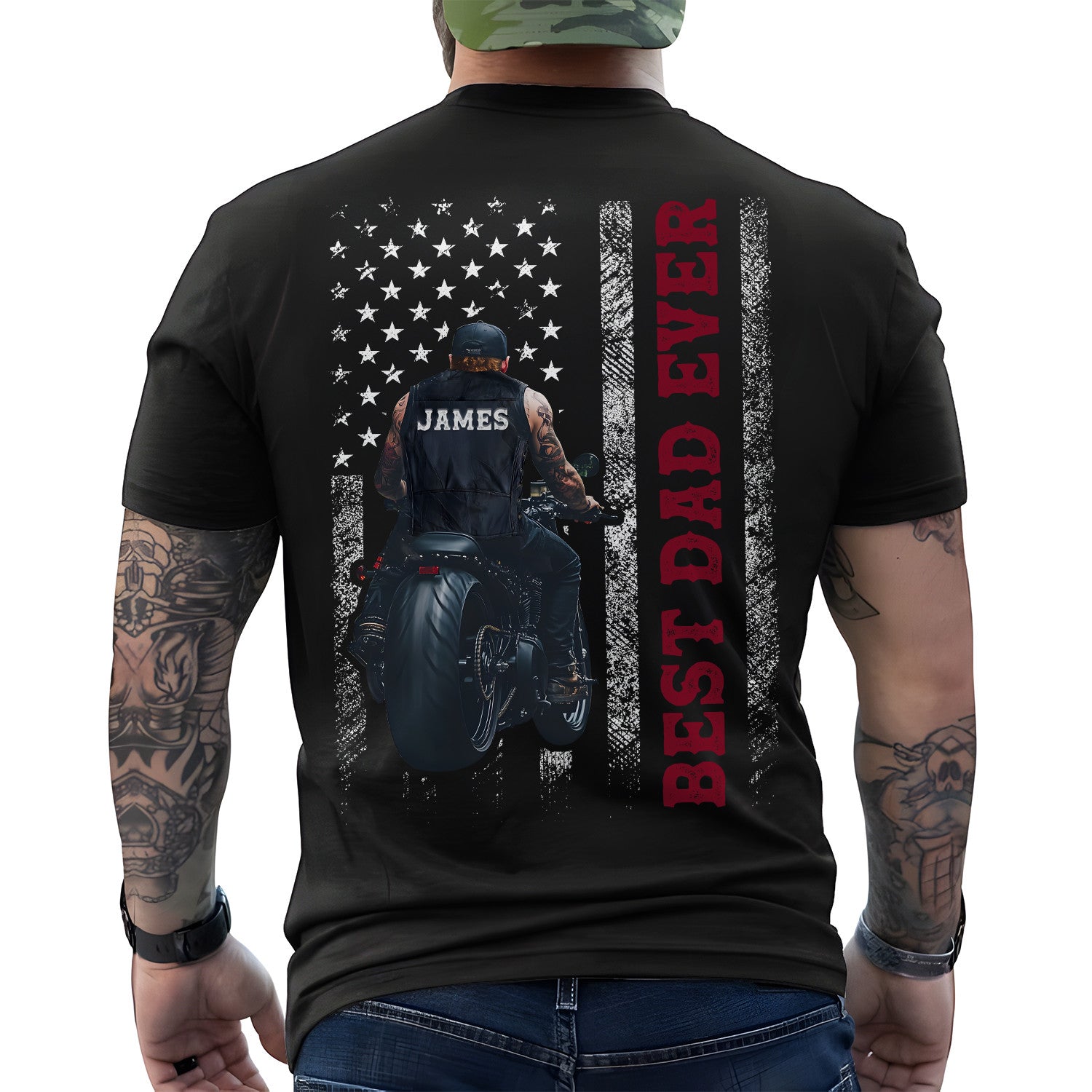 Bikergod Custom Name Best Dad Ever Biker Motocycle T-Shirt Design 2D Printed HM20052506