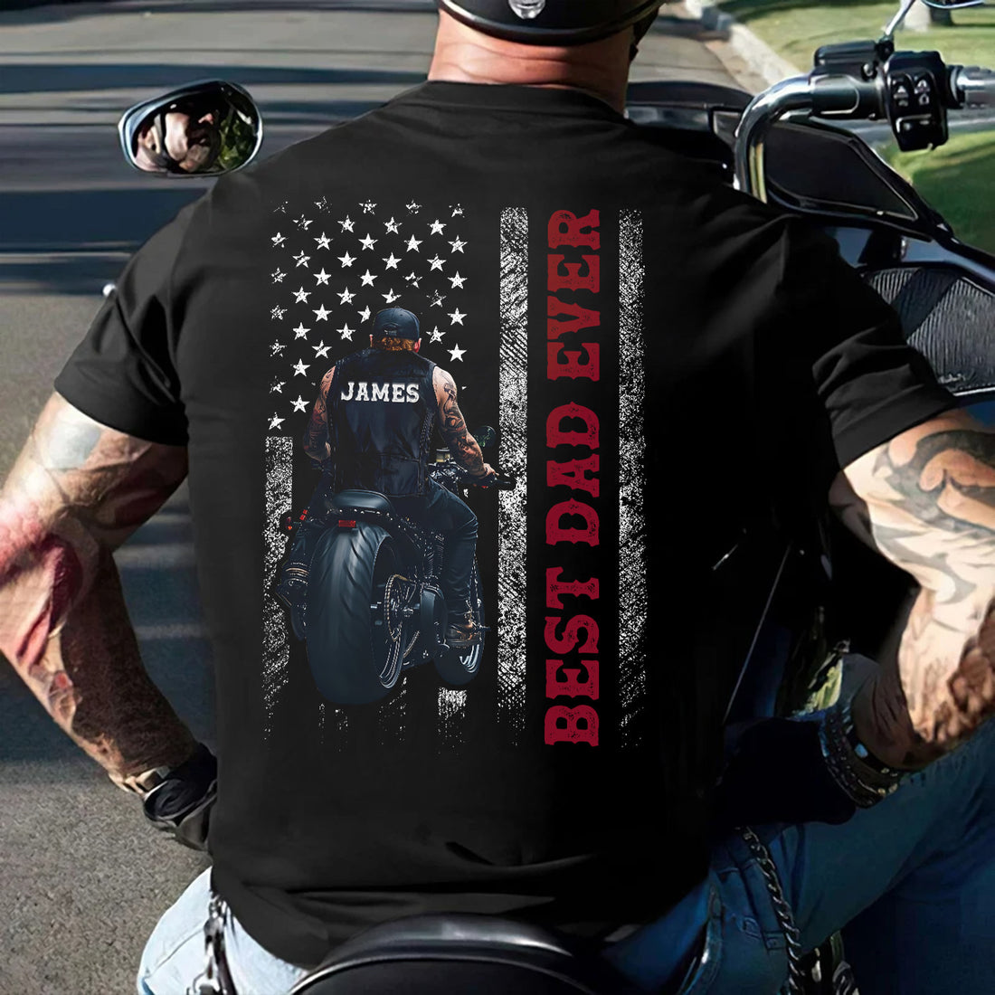 Bikergod Custom Name Best Dad Ever Biker Motocycle T-Shirt Design 2D Printed HM20052506