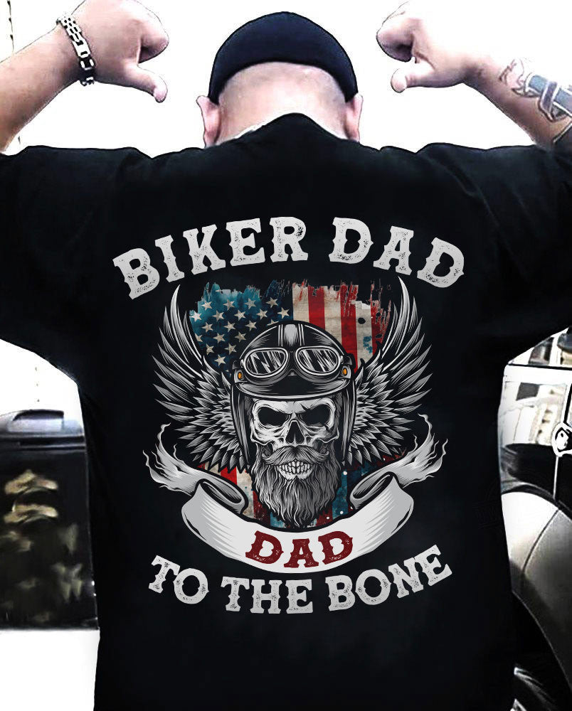 Bikergod Biker Dad Dad To The Bone Motocycle T-Shirt Design 2D Printed HM21052504