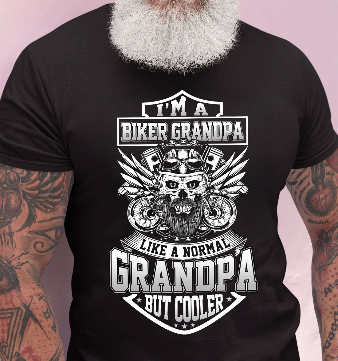 Bikergod Biker Grandpa Like a Normal Grandpa But Cooler Father's Day T-Shirt Design 2D Printed HM21052506