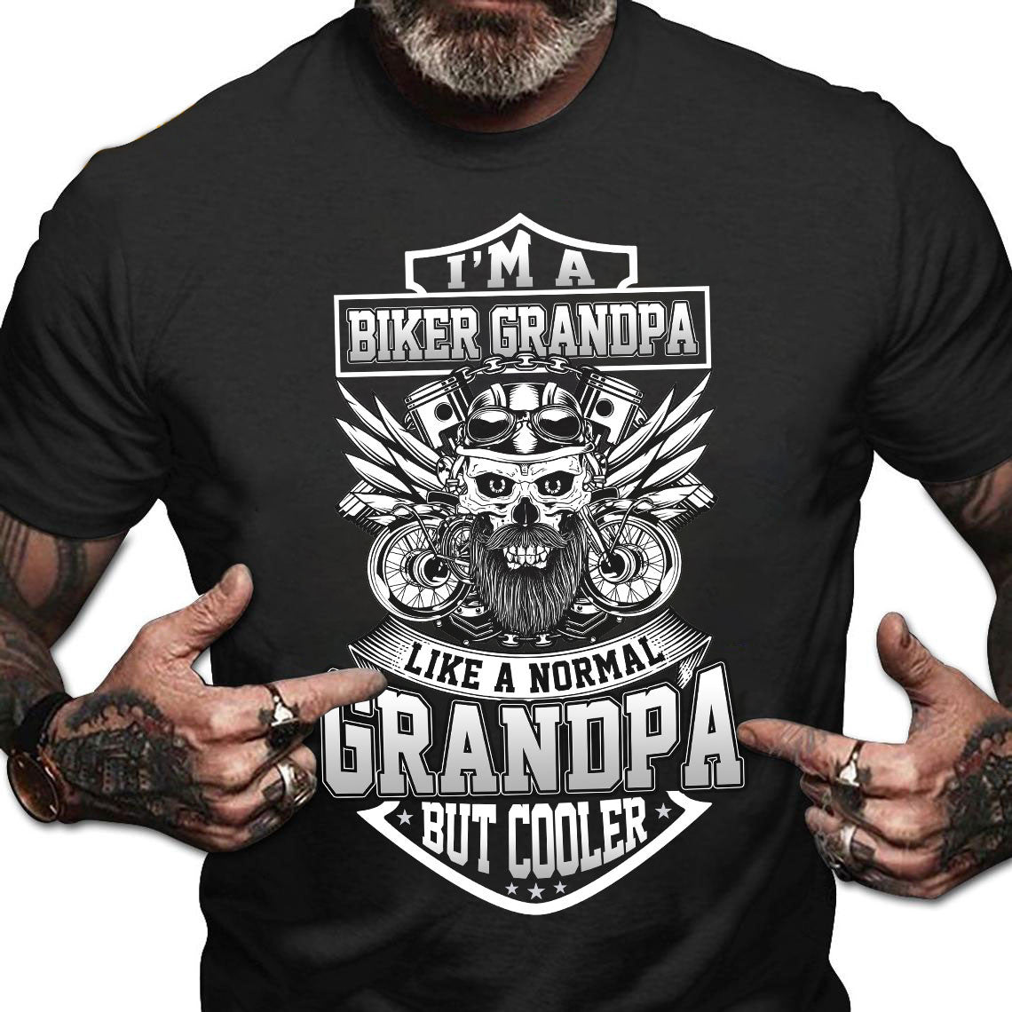 Bikergod Biker Grandpa Like a Normal Grandpa But Cooler Father's Day T-Shirt Design 2D Printed HM21052506