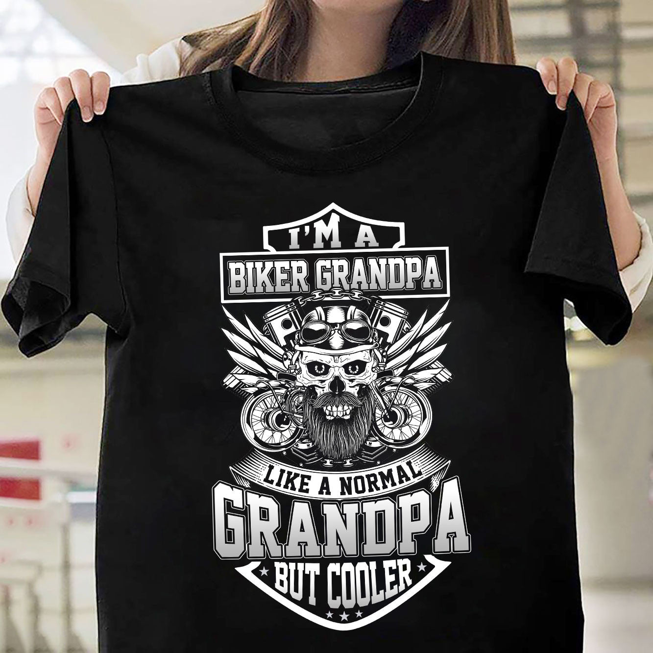 Bikergod Biker Grandpa Like a Normal Grandpa But Cooler Father's Day T-Shirt Design 2D Printed HM21052506