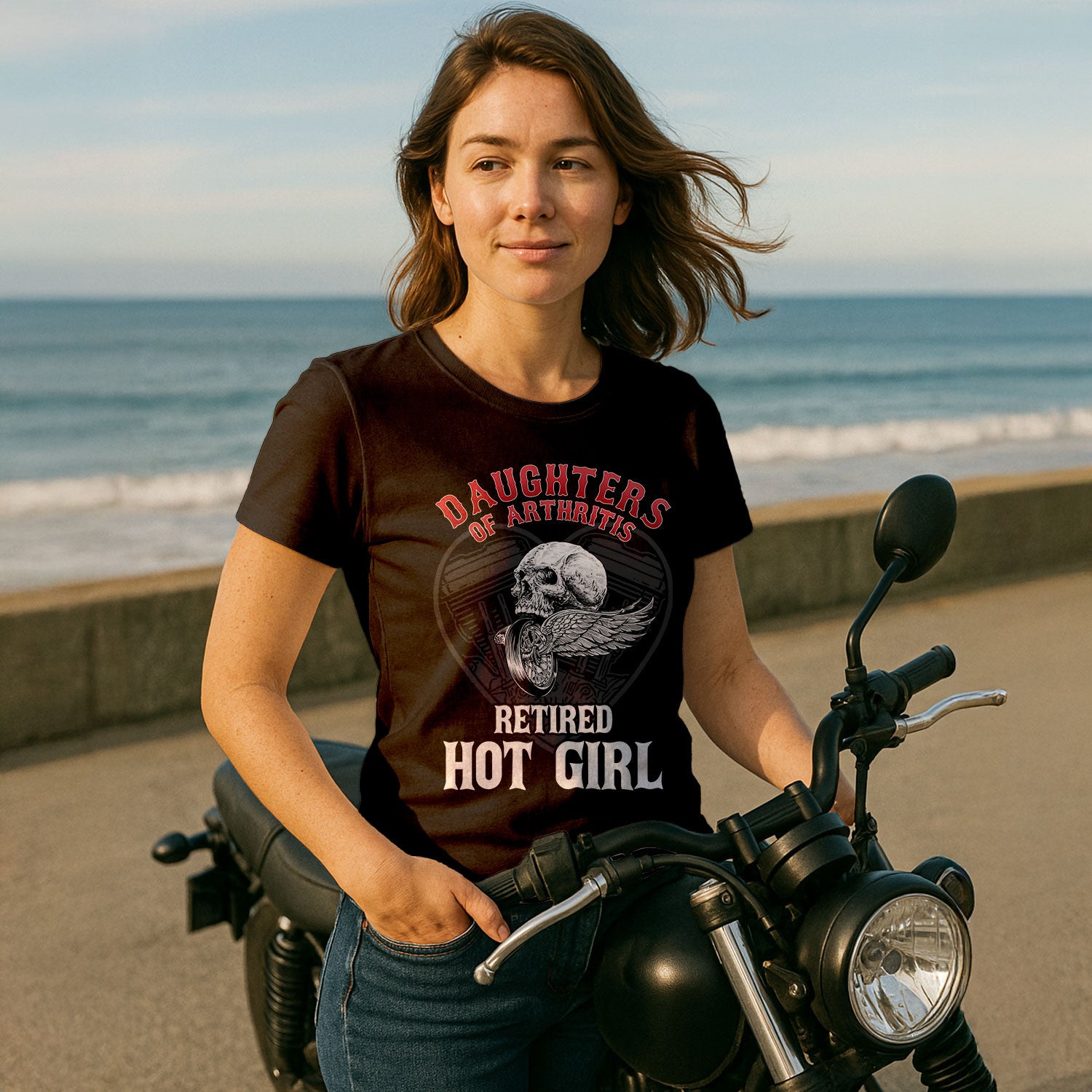 Bikergod Daughters Of Arthritis Retired Hot Girl T-Shirt Design 2D Printed HM23052504