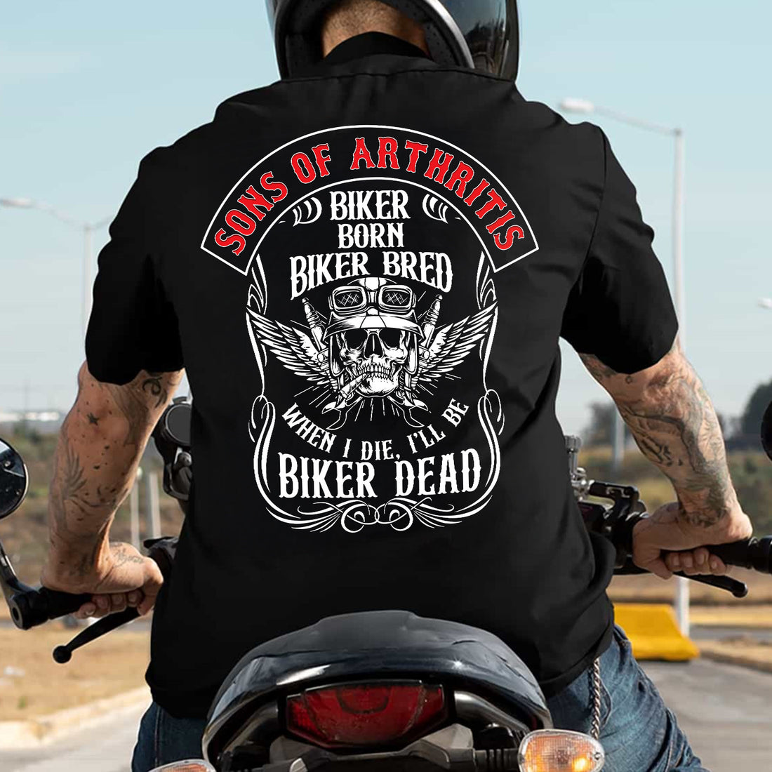 Bikergod Sons Of Arthritis Biker Born T-Shirt Design 2D Printed HM23052505
