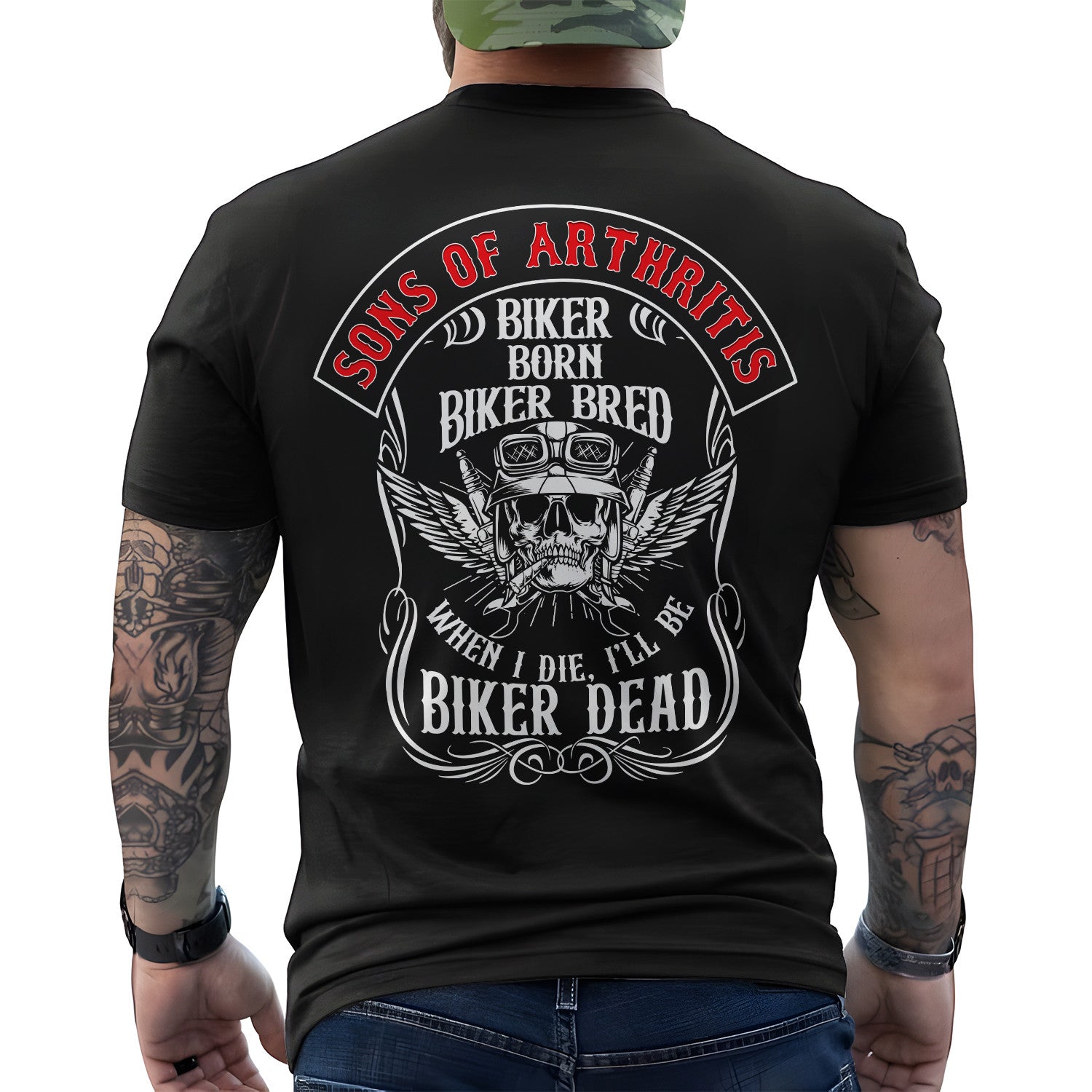 Bikergod Sons Of Arthritis Biker Born T-Shirt Design 2D Printed HM23052505