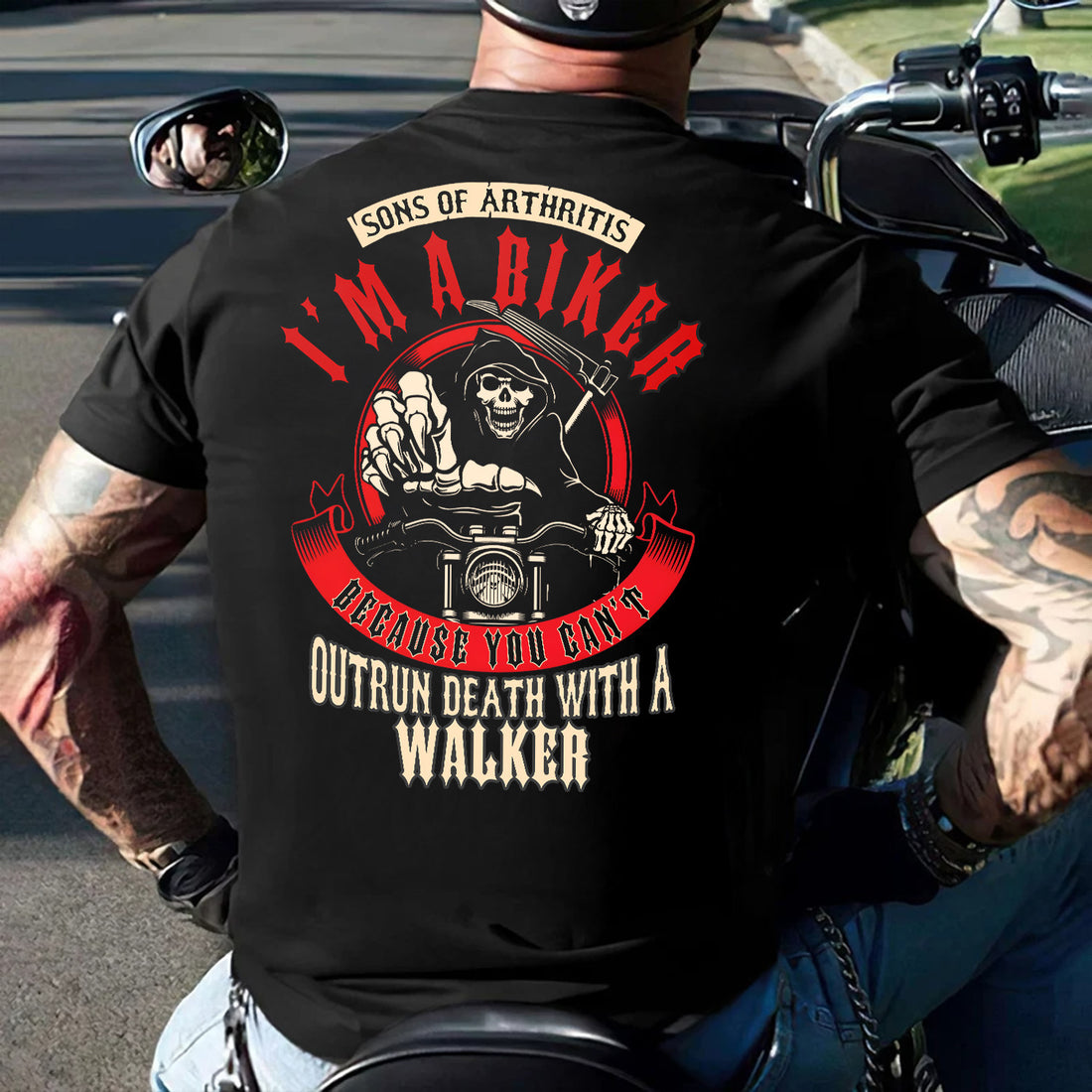 Bikergod Sons Of Arthritis Mens Ibuprofen Chapter Outrun Death T-Shirt Design 2D Printed HM23052506