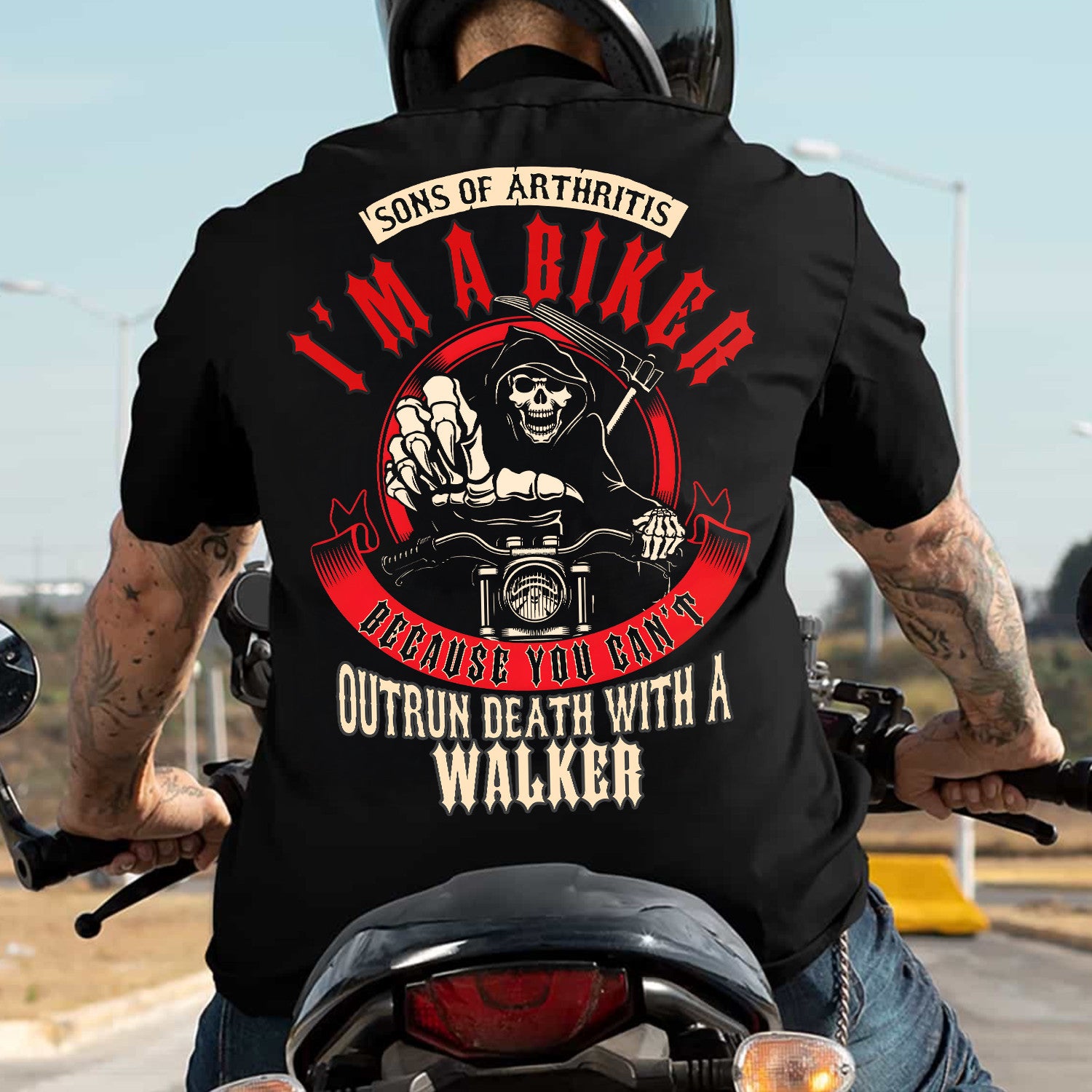 Bikergod Sons Of Arthritis Mens Ibuprofen Chapter Outrun Death T-Shirt Design 2D Printed HM23052506