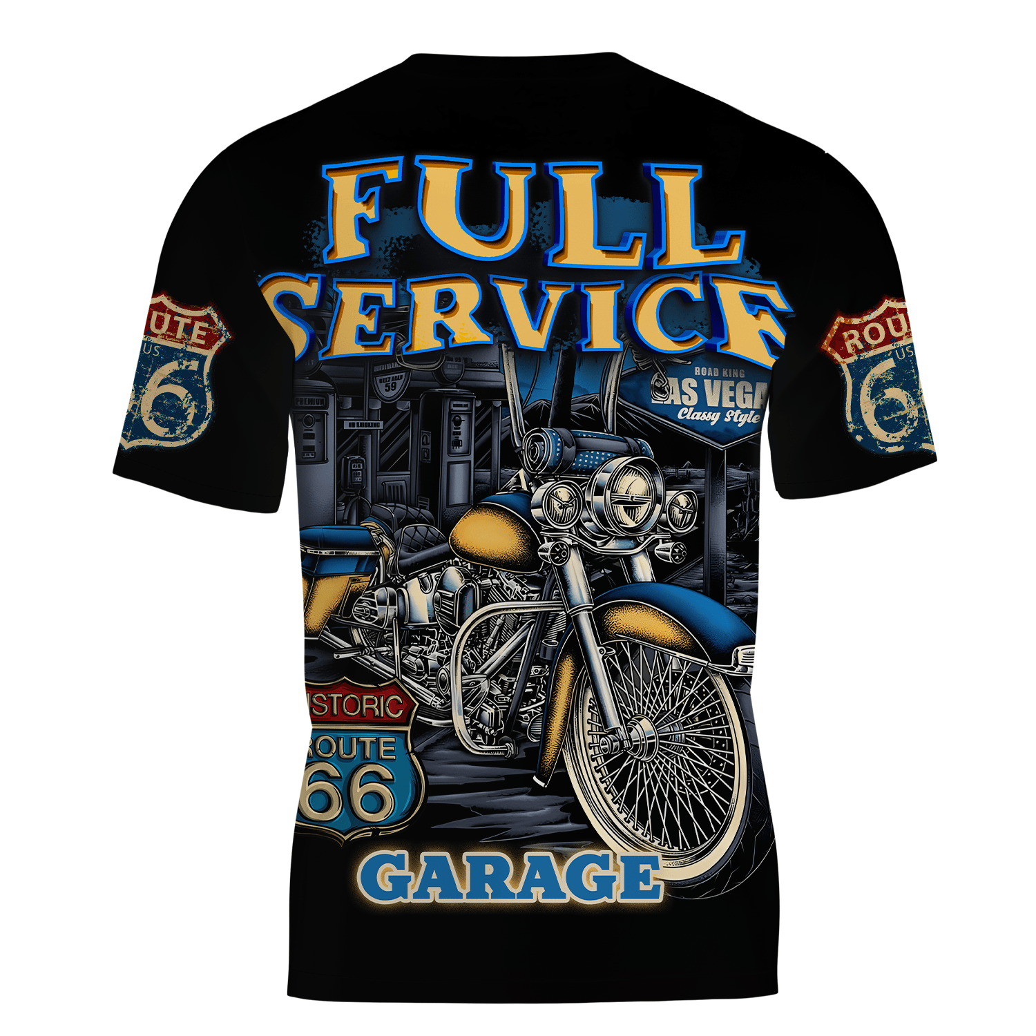Bikergod Full Service Route 66 Garage Motocycle T-Shirt Design 3D Full Printed HM15052503
