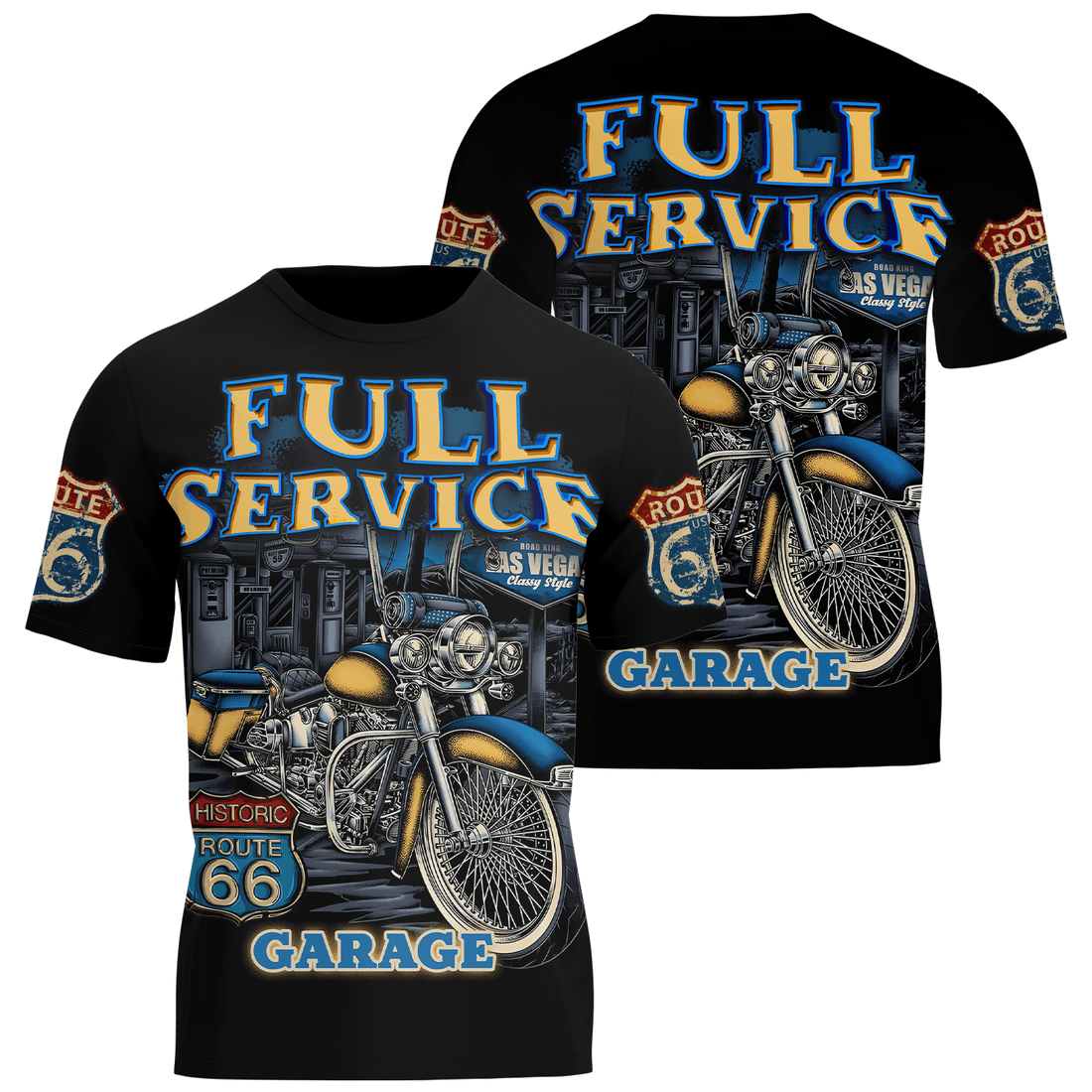 Bikergod Full Service Route 66 Garage Motocycle T-Shirt Design 3D Full Printed HM15052503
