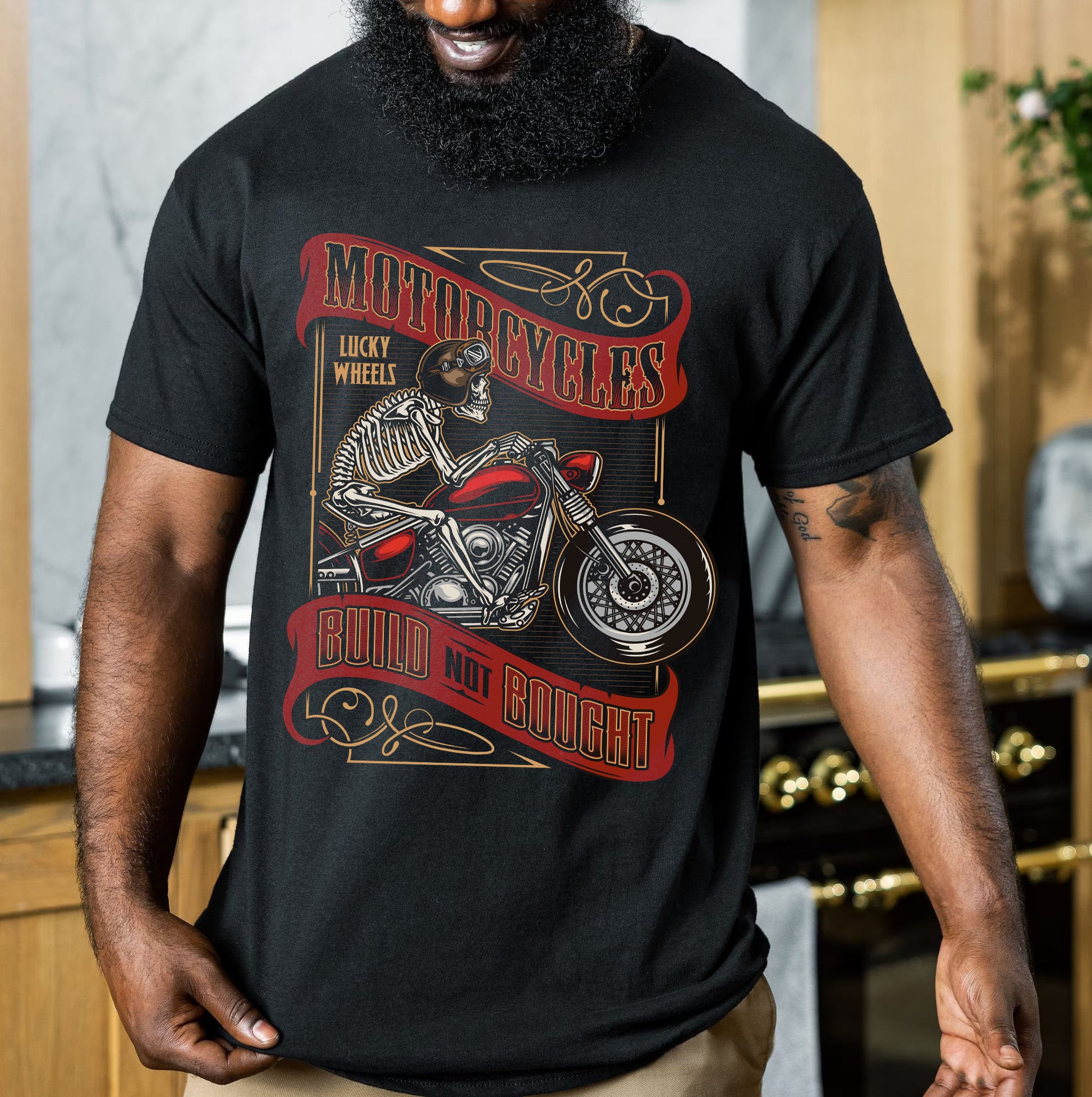 Bikergod Built Not Bought Motorcycle Biker Motorbike T-Shirt Design 2D Printed HM24052504