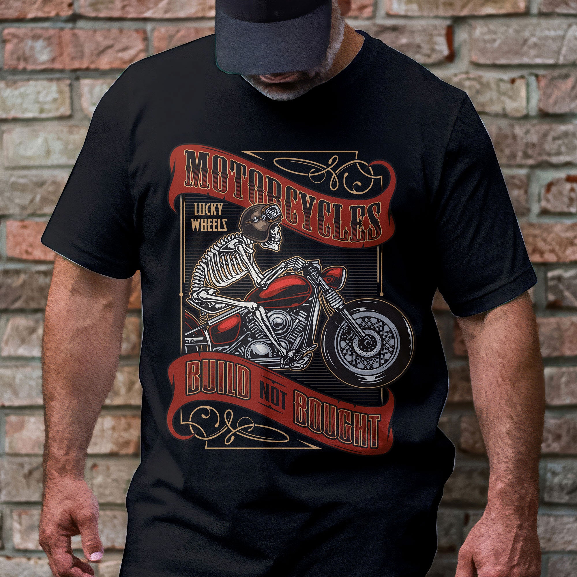 Bikergod Built Not Bought Motorcycle Biker Motorbike T-Shirt Design 2D Printed HM24052504