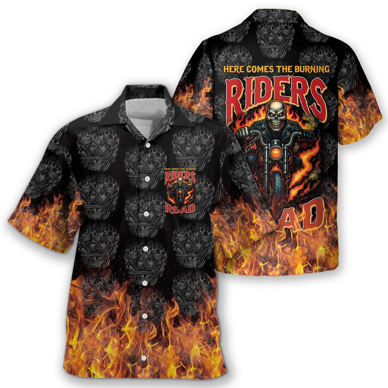 Bikergod Biker Skull Rider Road Motorcycle Hawaii Shirt Design 3D Full Printed HM24052506