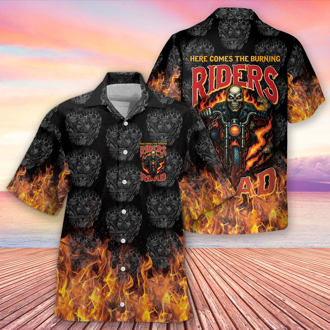 Bikergod Biker Skull Rider Road Motorcycle Hawaii Shirt Design 3D Full Printed HM24052506
