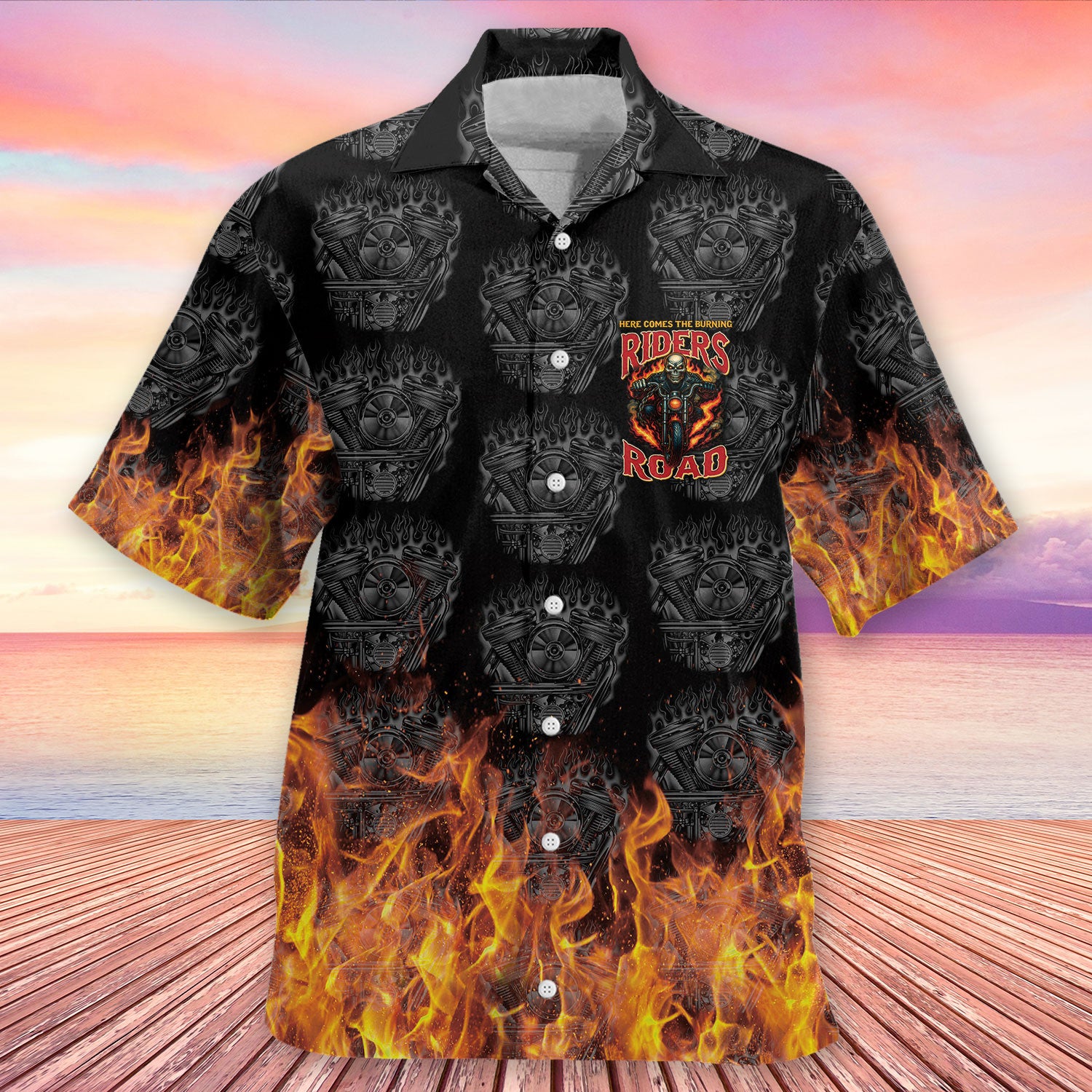 Bikergod Biker Skull Rider Road Motorcycle Hawaii Shirt Design 3D Full Printed HM24052506