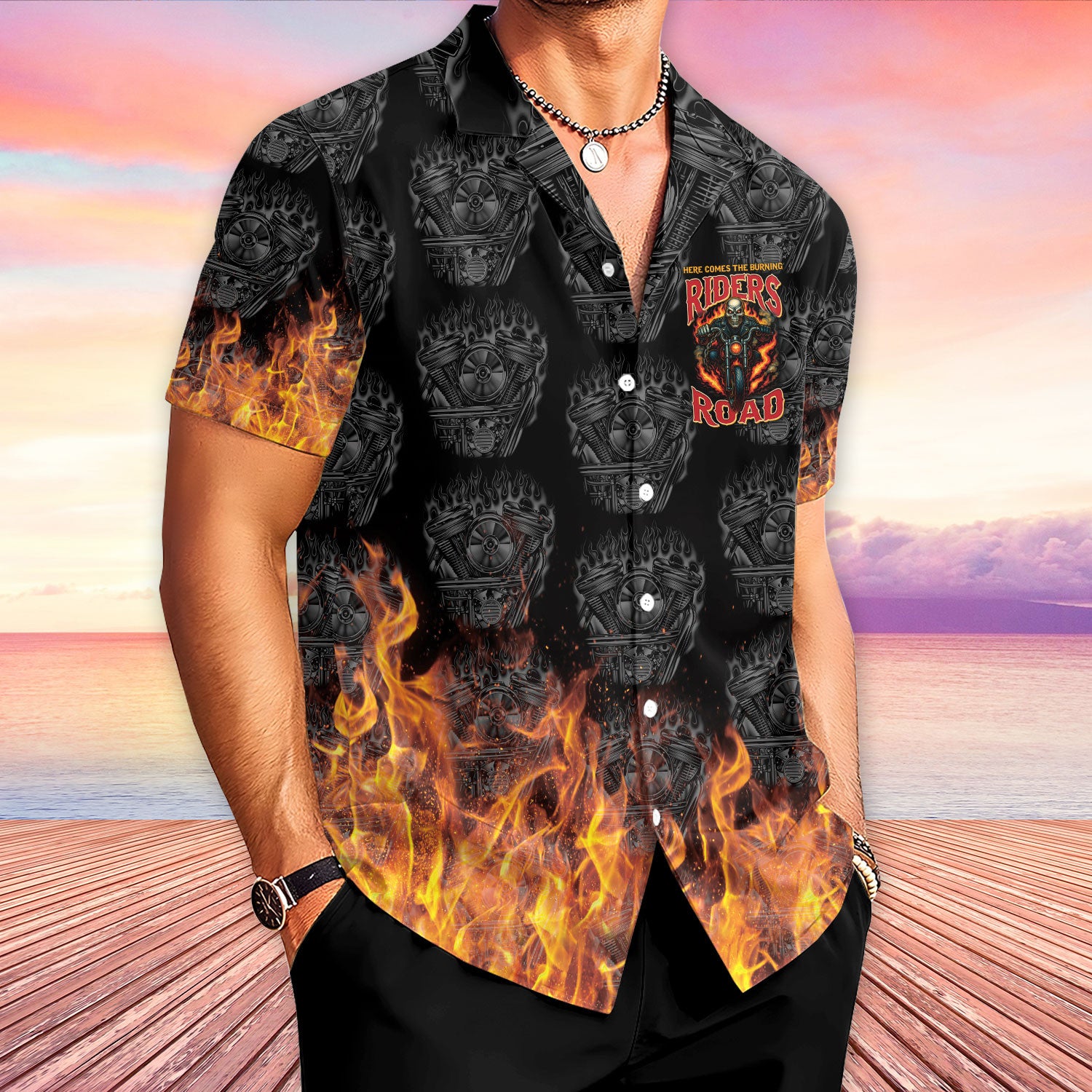 Bikergod Biker Skull Rider Road Motorcycle Hawaii Shirt Design 3D Full Printed HM24052506
