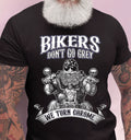 Bikergod Bikers Don't Go Grey, We Turn Chrome Motocycle T-Shirt Design 2D Printed HM24052505