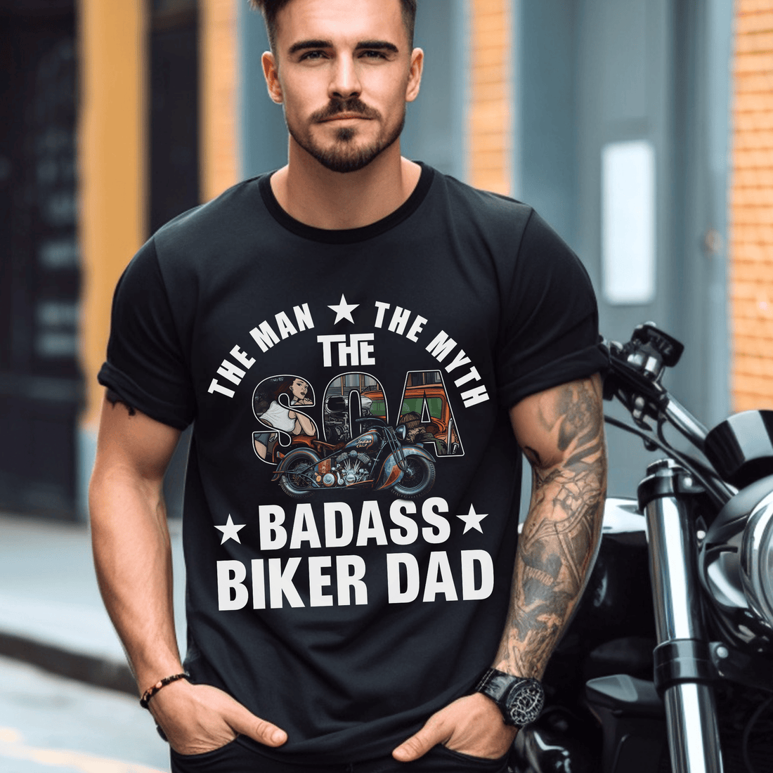 Bikergod SOA Biker Dad T-Shirt Design 2D Printed HM19052503