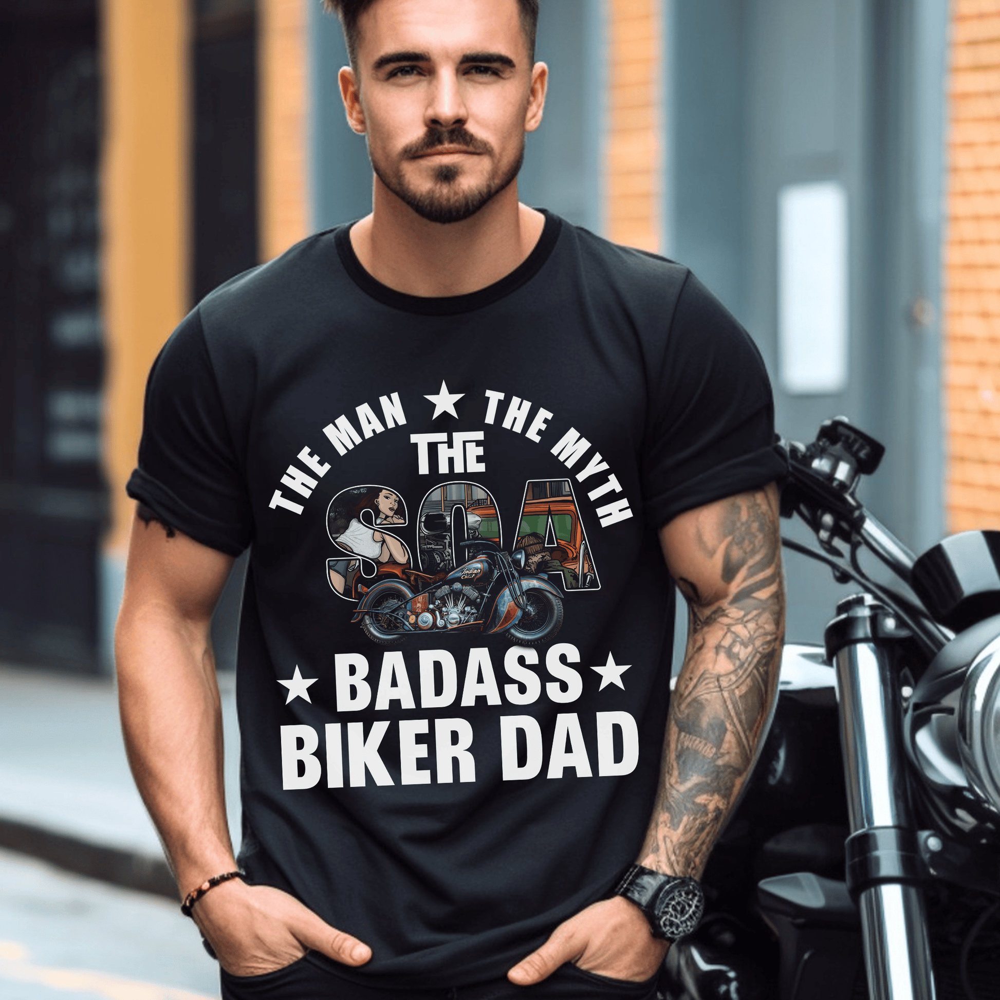 Bikergod SOA Biker Dad T-Shirt Design 2D Printed HM19052503