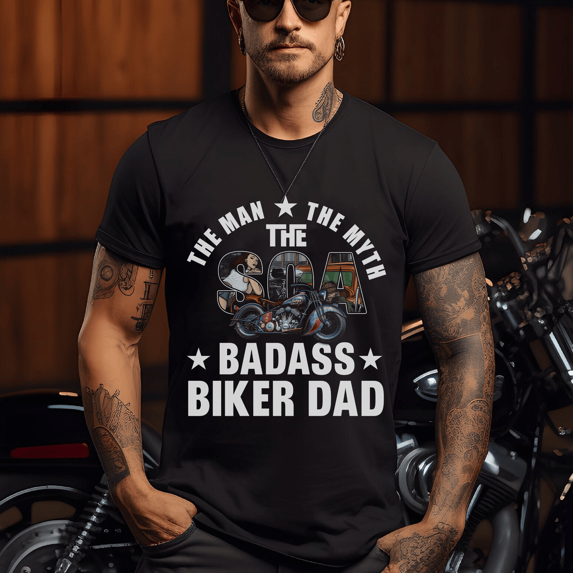 Bikergod SOA Biker Dad T-Shirt Design 2D Printed HM19052503