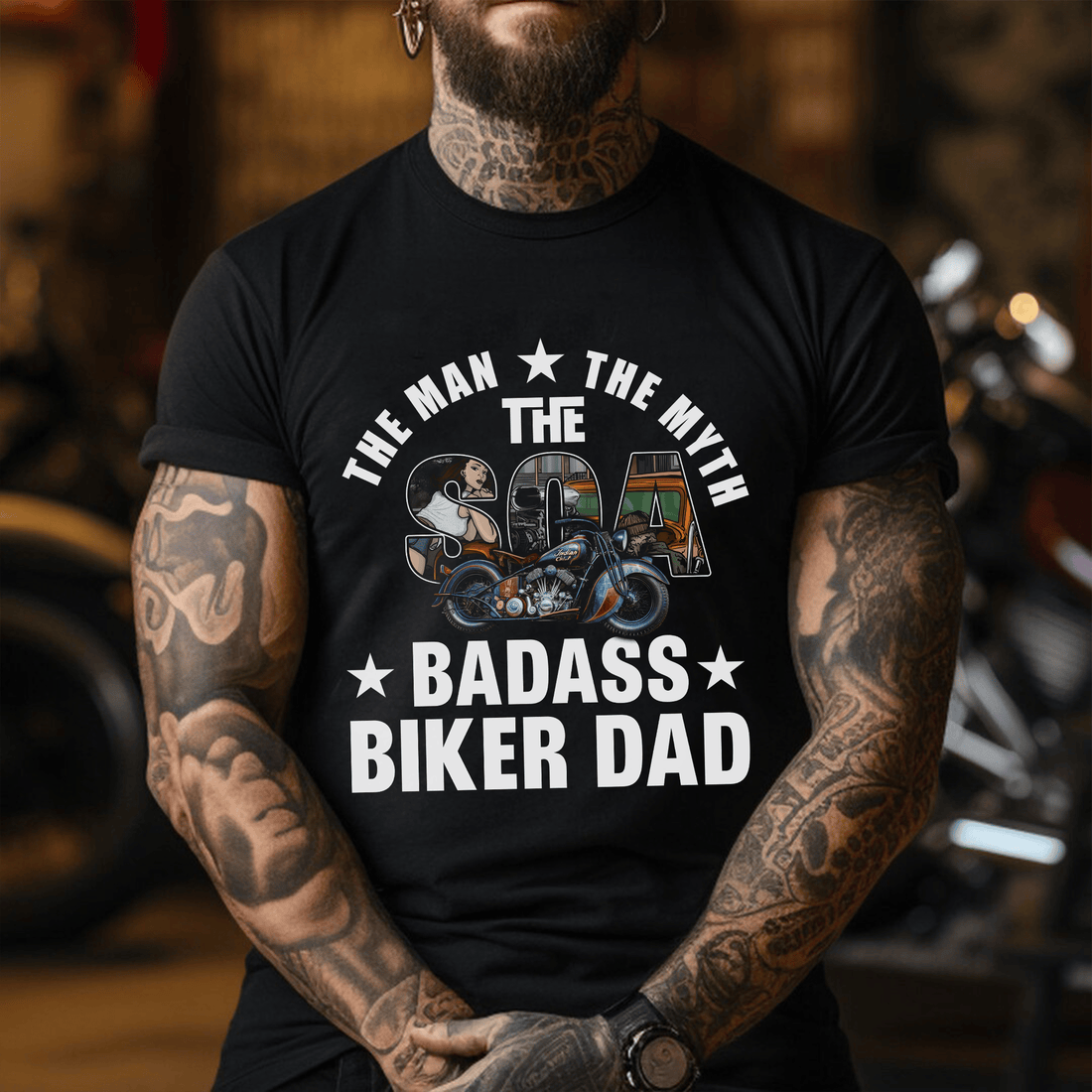 Bikergod SOA Biker Dad T-Shirt Design 2D Printed HM19052503