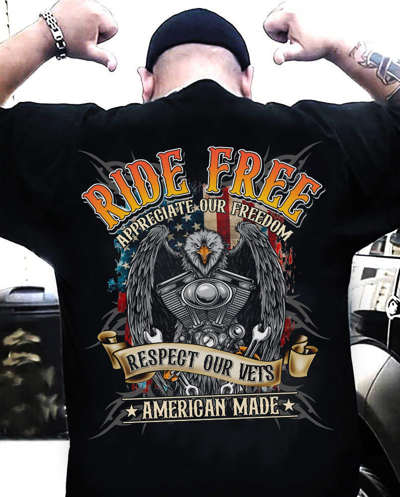 Bikergod Ride Free Respect Our Vets Motorcycle Motorcycle T Shirt Design 2D Printed HM26052505