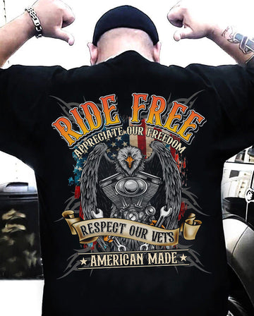 Bikergod Ride Free Respect Our Vets Motorcycle Motorcycle T Shirt Design 2D Printed HM26052505