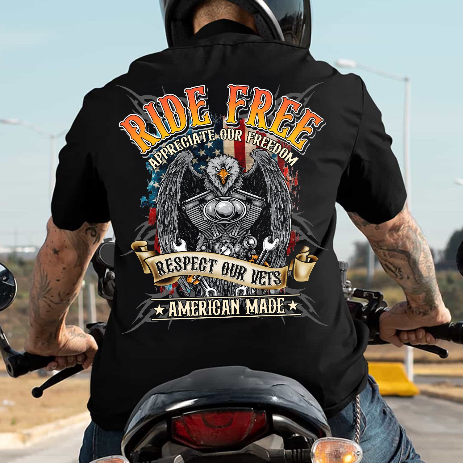 Bikergod Ride Free Respect Our Vets Motorcycle Motorcycle T Shirt Design 2D Printed HM26052505